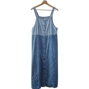 Vintage 90s Faded Glory Womens Denim Maxi Votton Overall Dress